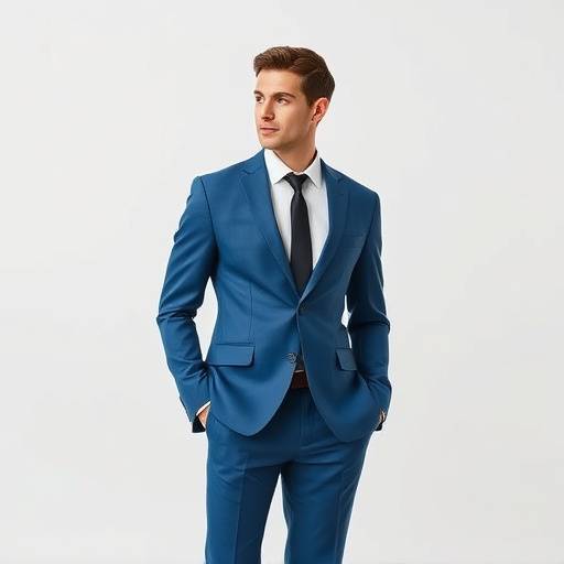 Mid-blue slim-fit suit
